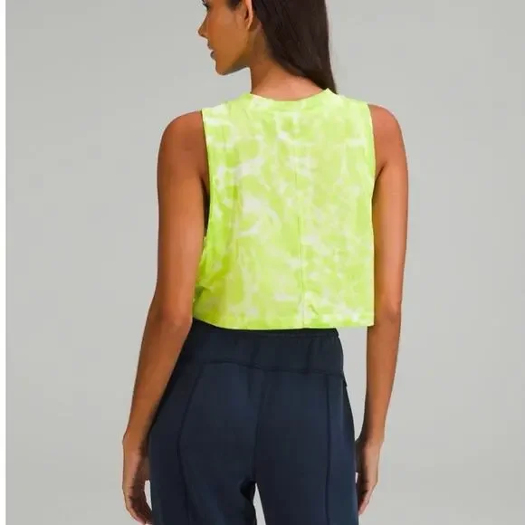 Lululemon Women's Green  All Yours Tie Dye Cotton Cropped Tank Tops - Picture 2 of 2